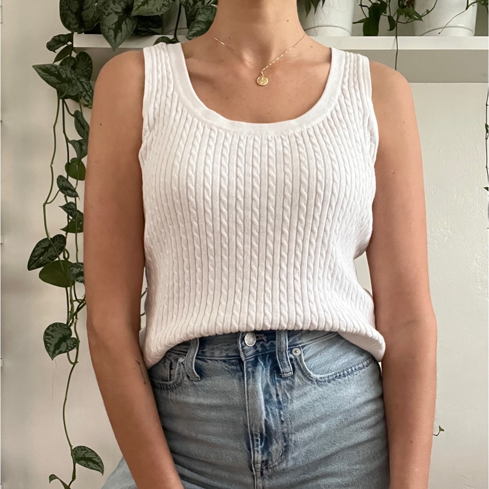 Vintage Anne Pierre White Textured Tank